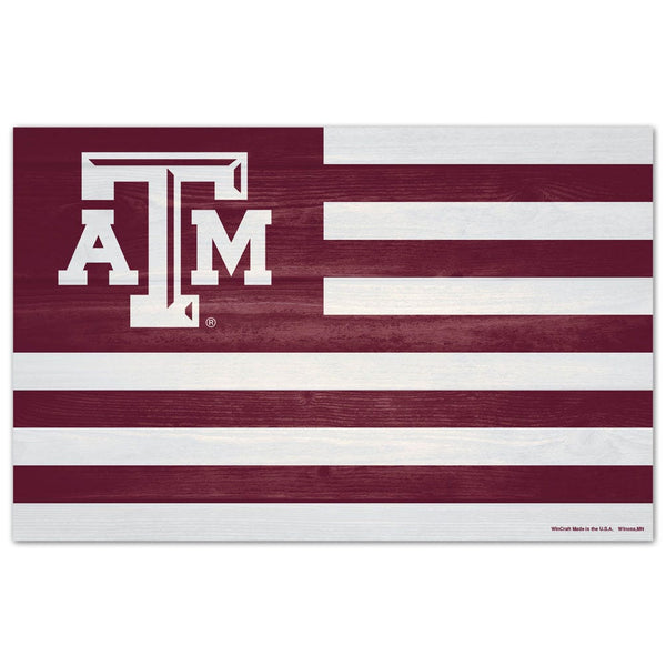 Texas A&M Aggies AMERICANA Wood Sign 11" x 17" 1/4" thick