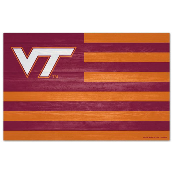 Wholesale-Virginia Tech Hokies AMERICANA Wood Sign 11" x 17" 1/4" thick