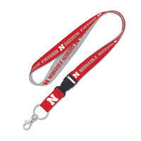 Wholesale-Nebraska Cornhuskers HEATHER Lanyard w/detachable buckle 1"