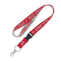 Wholesale-Utah Utes HEATHER Lanyard w/detachable buckle 1"