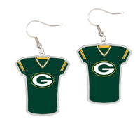 Green Bay Packers Earrings Jewelry Carded Jersey