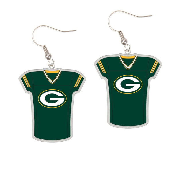Green Bay Packers Earrings Jewelry Carded Jersey