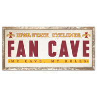 Iowa State Cyclones FAN CAVE Wood Sign 8" x 17"