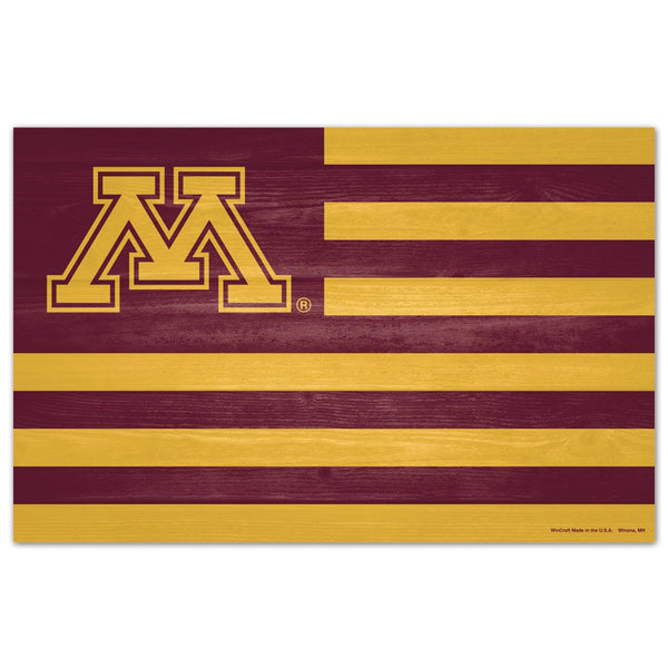 Minnesota Golden Gophers AMERICANA Wood Sign 11" x 17" 1/4" thick
