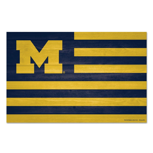 Michigan Wolverines AMERICANA Wood Sign 11" x 17" 1/4" thick