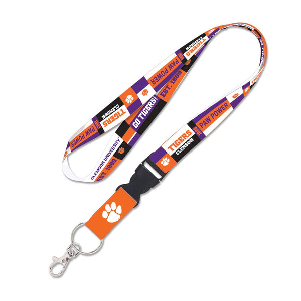 Clemson Tigers COLOR BLOCK Lanyard w/detachable buckle 1"
