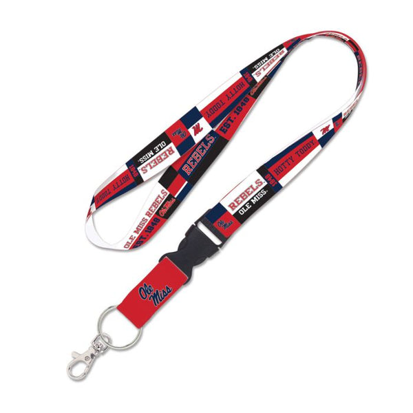 Wholesale-Ole Miss Rebels COLOR BLOCK Lanyard w/detachable buckle 1"