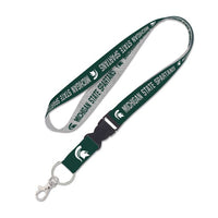 Wholesale-Michigan State Spartans HEATHERED Lanyard w/detachable buckle 1"