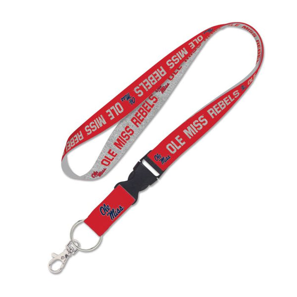 Wholesale-Ole Miss Rebels HEATHERED Lanyard w/detachable buckle 1"