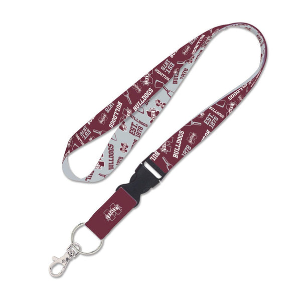 Mississippi State Bulldogs SCATTER PRINT Lanyard w/detachable buckle 1"