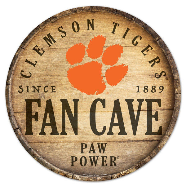 Clemson Tigers Wood Sign 14" Rnd
