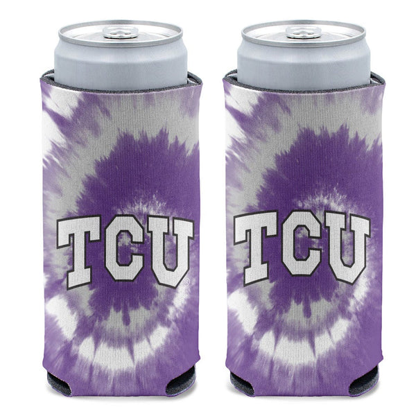 TCU Horned Frogs TIE DYE 12 oz Slim Can Cooler