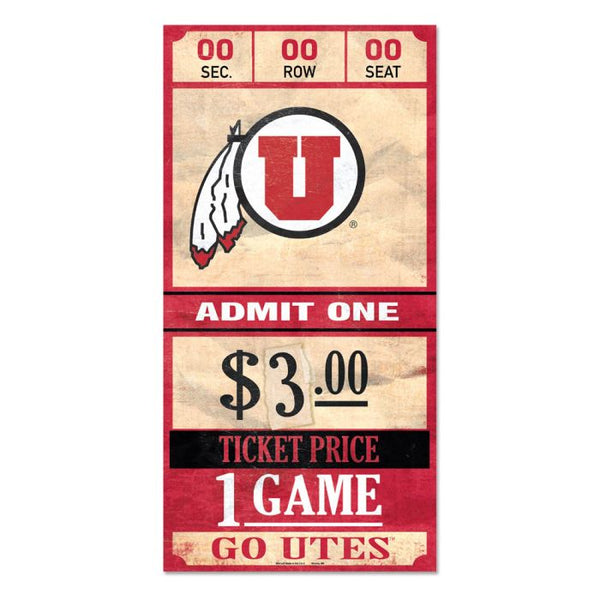 Wholesale-Utah Utes Wood Sign 6x12 3/8" thick