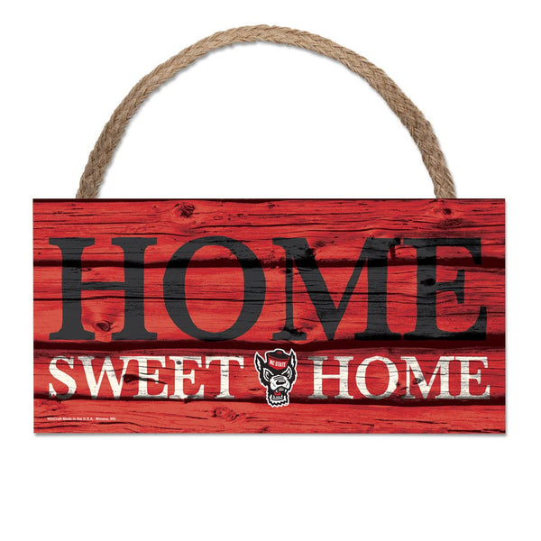 NC State Wolfpack HOME SWEET HOME Wood Sign w/Rope 5" x 10"