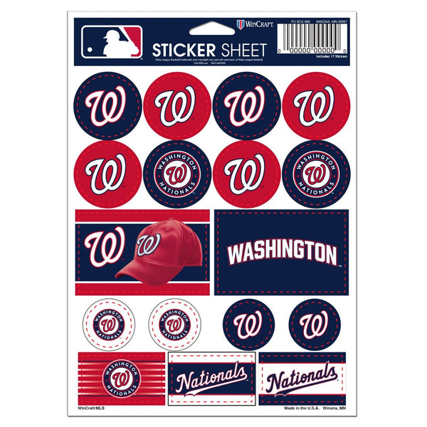 Washington Nationals Vinyl Sticker Sheet 5" x 7"