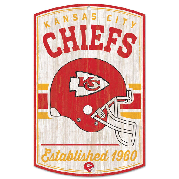 Kansas City Chiefs / Classic Logo Retro Wood Sign 11" x 17" 1/4" thick