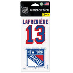 New York Rangers Perfect Cut Decal Set of two 4"x4" Alexis Lafreniere