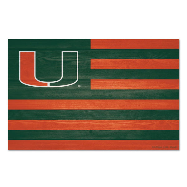 Miami Hurricanes AMERICANA Wood Sign 11" x 17" 1/4" thick