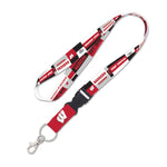 Wholesale-Wisconsin Badgers COLOR BLOCK Lanyard w/detachable buckle 1"