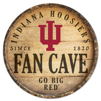 Indiana Hoosiers Fan Cave Wood Sign 14" Rnd