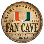 Miami Hurricanes Fan Cave Wood Sign 14" Rnd