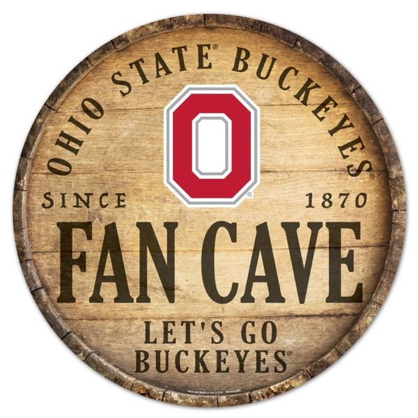 Wholesale-Ohio State Buckeyes Fan Cave Wood Sign 14" Rnd