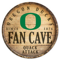 Oregon Ducks Fan Cave Wood Sign 14" Rnd