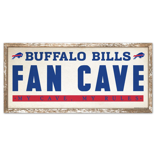 Buffalo Bills FAN CAVE Wood Sign 8" x 17"