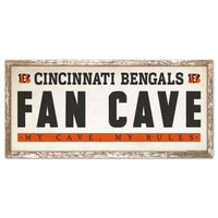 Cincinnati Bengals FAN CAVE Wood Sign 8" x 17"