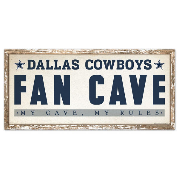 Dallas Cowboys FAN CAVE Wood Sign 8" x 17"