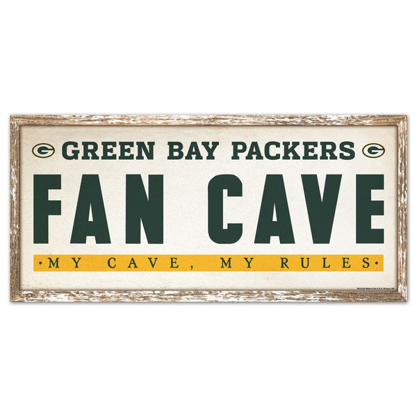 Green Bay Packers FAN CAVE Wood Sign 8" x 17"