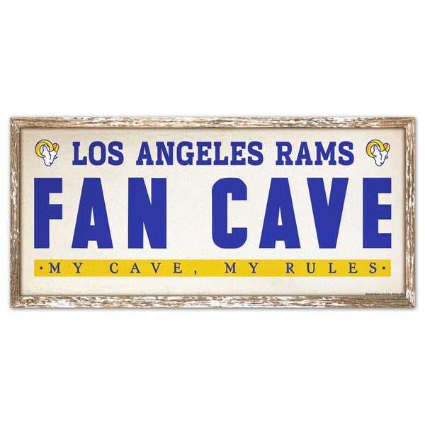 Los Angeles Rams FAN CAVE Wood Sign 8" x 17"