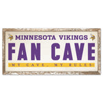 Minnesota Vikings FAN CAVE Wood Sign 8" x 17"