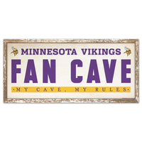Minnesota Vikings FAN CAVE Wood Sign 8" x 17"