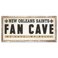 New Orleans Saints FAN CAVE Wood Sign 8" x 17"