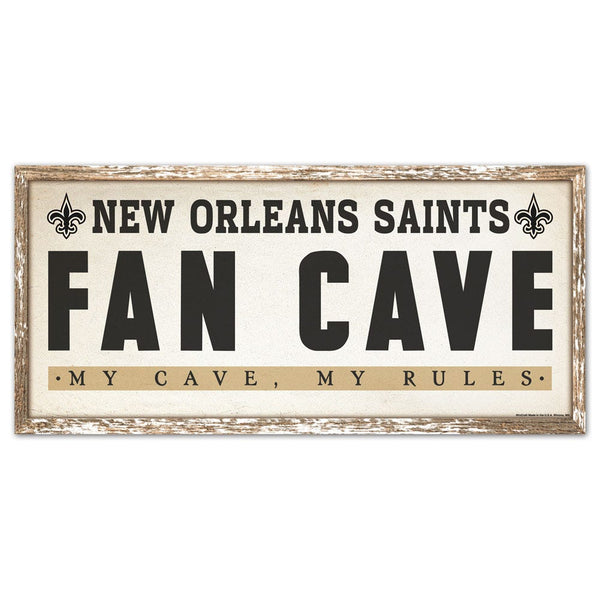 New Orleans Saints FAN CAVE Wood Sign 8" x 17"