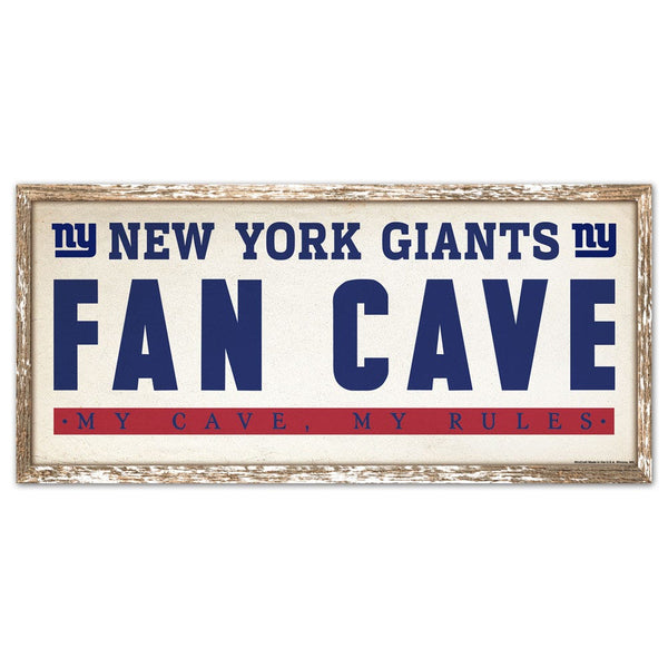 New York Giants FAN CAVE Wood Sign 8" x 17"