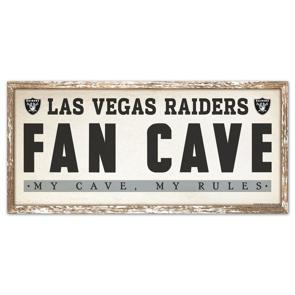 Las Vegas Raiders FAN CAVE Wood Sign 8" x 17"