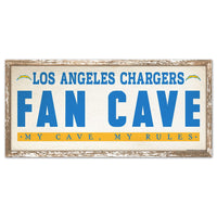 Los Angeles Chargers FAN CAVE Wood Sign 8" x 17"