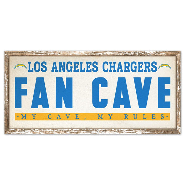 Los Angeles Chargers FAN CAVE Wood Sign 8" x 17"