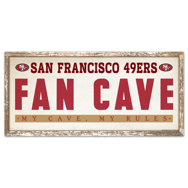San Francisco 49ers FAN CAVE Wood Sign 8" x 17"