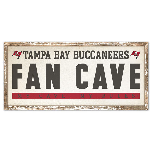 Tampa Bay Buccaneers FAN CAVE Wood Sign 8" x 17"