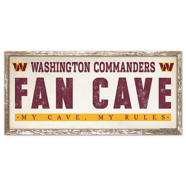 Washington Commanders FAN CAVE Wood Sign 8" x 17"