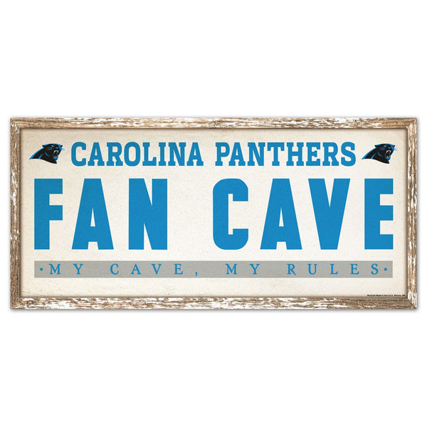 Carolina Panthers FAN CAVE Wood Sign 8" x 17"