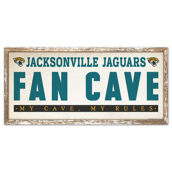 Jacksonville Jaguars FAN CAVE Wood Sign 8" x 17"