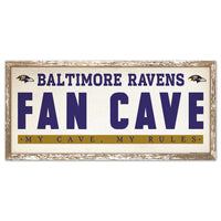 Baltimore Ravens FAN CAVE Wood Sign 8" x 17"