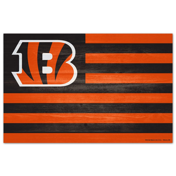 Cincinnati Bengals Wood Sign 11" x 17" 1/4" thick