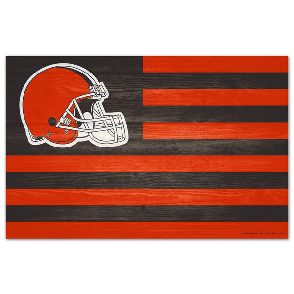 Cleveland Browns AMERICANA Wood Sign 11" x 17" 1/4" thick