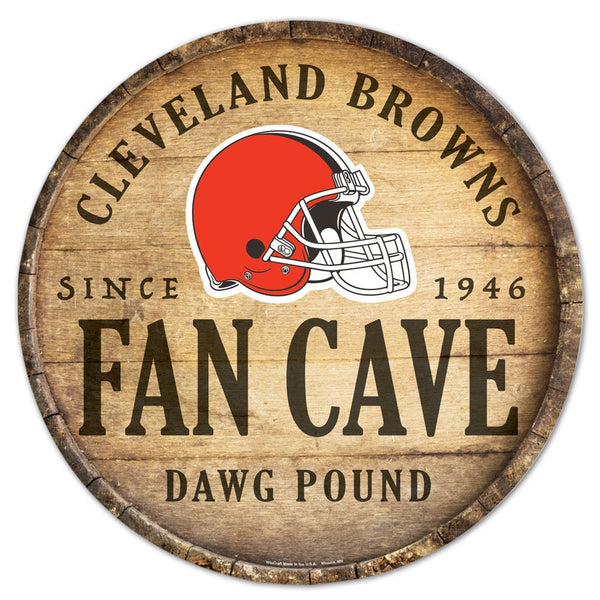 Cleveland Browns Wood Sign 14" Rnd