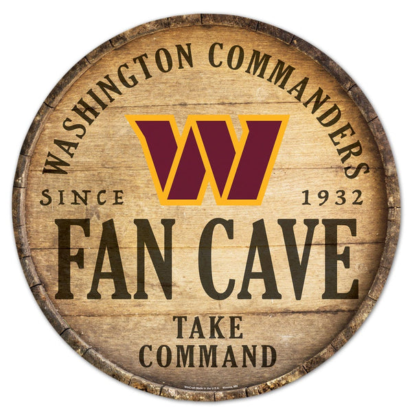 Washington Commanders Fan Cave Wood Sign 14" Round